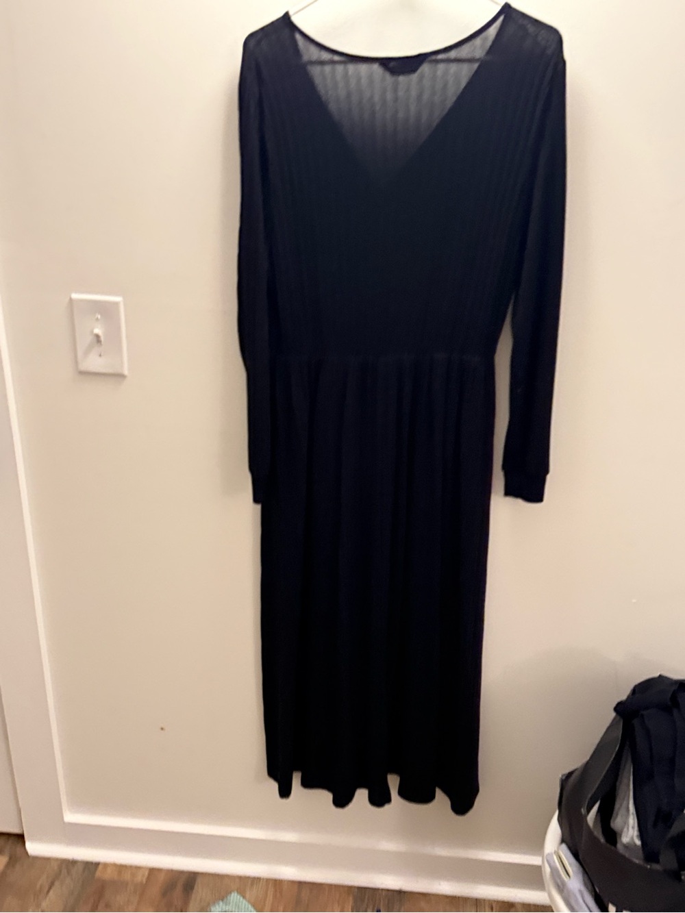BloomChic Rib Knit Wrap Midi Dress Black Size 10